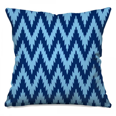 Blue Zigzag Pattern Double Sided Throw Pillows