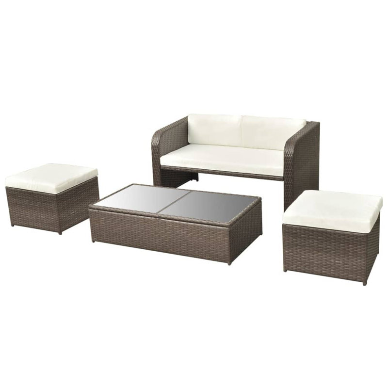 3 personnes - 60 po de long, Brun, Blanc crème