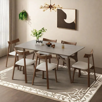 Modern natural dining table and chair set
