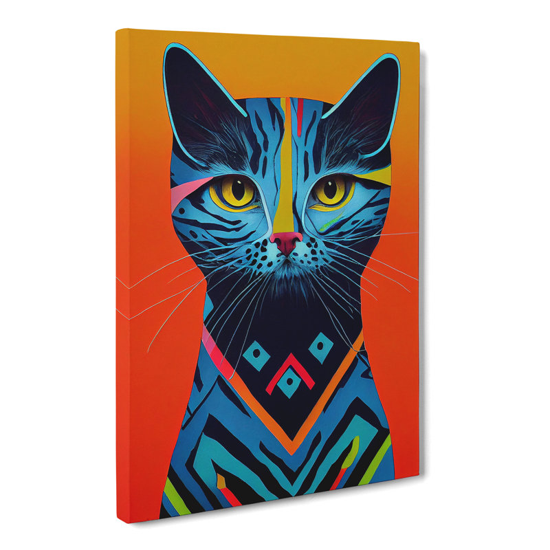 Colourful Abstract Cat Vol.5 - Wrapped Canvas, 76cm H x 50cm W x 3cm D