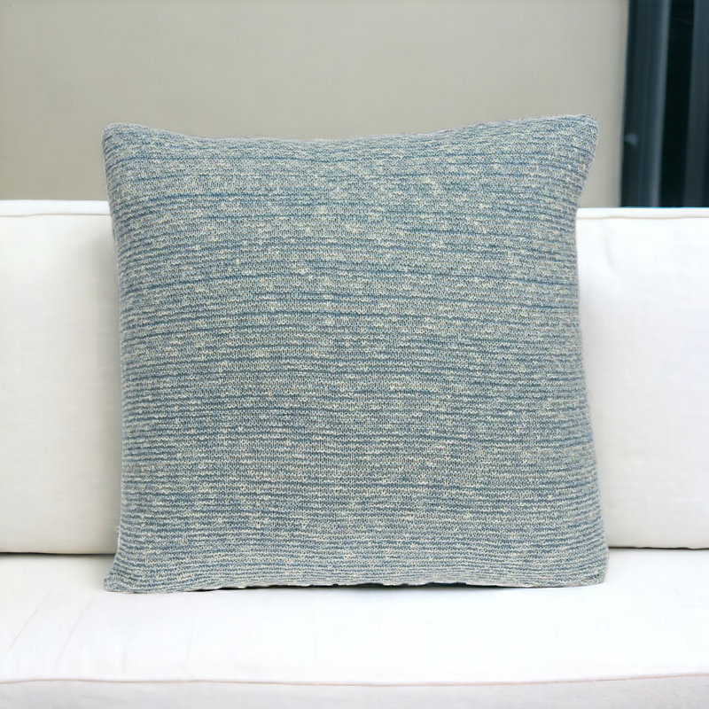 20" Woven Cotton Blend Throw Pillow, Blue, Polyester/Polyfill