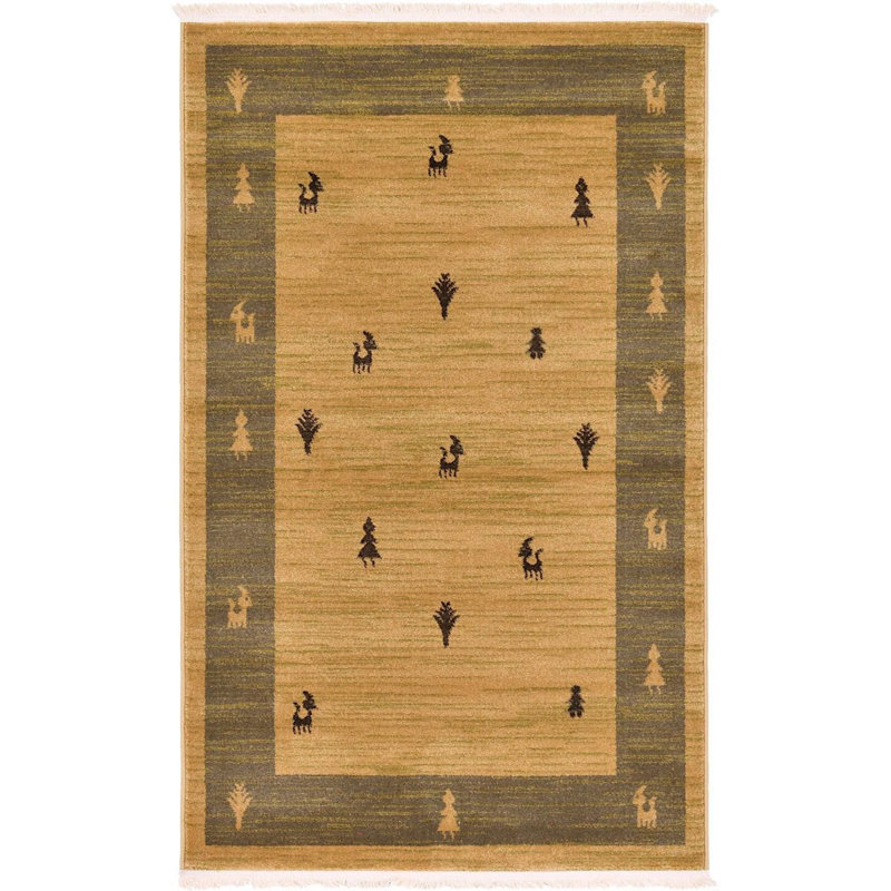 Tapis brun clair à motif abstrait Abrigail, Rectangle 3 pi 3 po x 5 pi 3 po