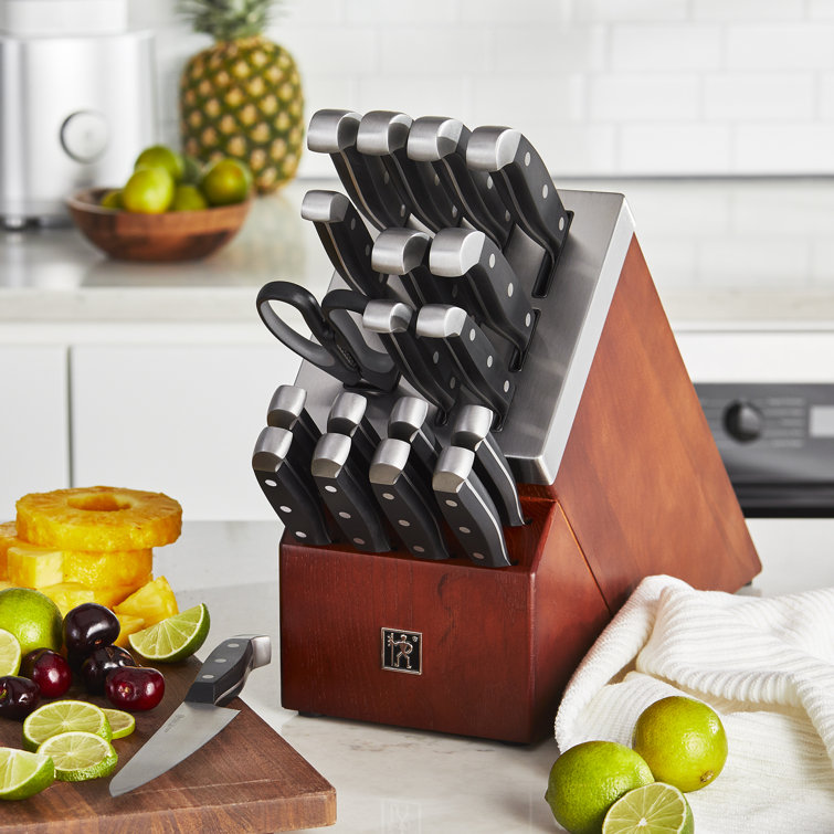  HENCKELS Premium Quality 12-Piece Knife Set with Block and Knife  Sharpener, Razor-Sharp, German Engineered Knife Informed by over 100 Years  of Masterful Knife Making, Brown Block: Home & Kitchen