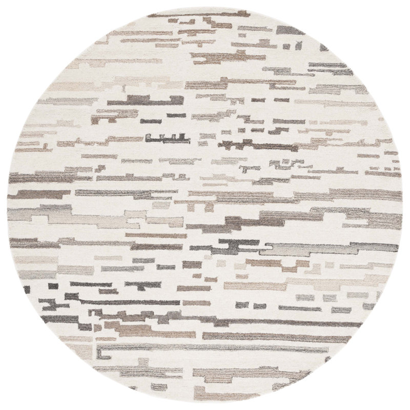 Kebbie Hand Tufted Wool Pile Abstract Rug, Round 6'