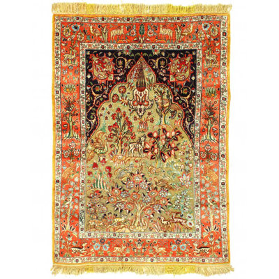 Amvi One-of-a-Kind Rectangle 3'4" X 4'6" Hand Knotted Area Rug