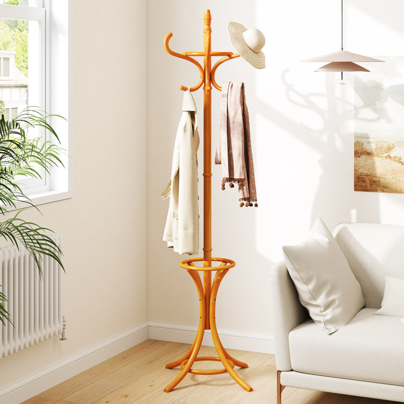 Solid Wood Freestanding Coat Rack, Oak