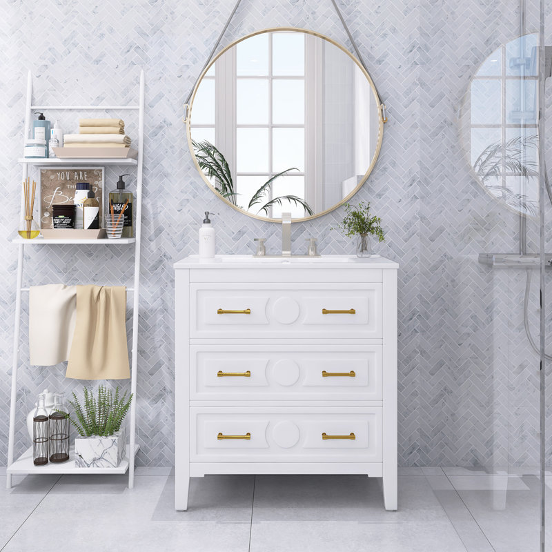 Modern 30'' Freestanding Bathroom Vanity With Ceramic Sink