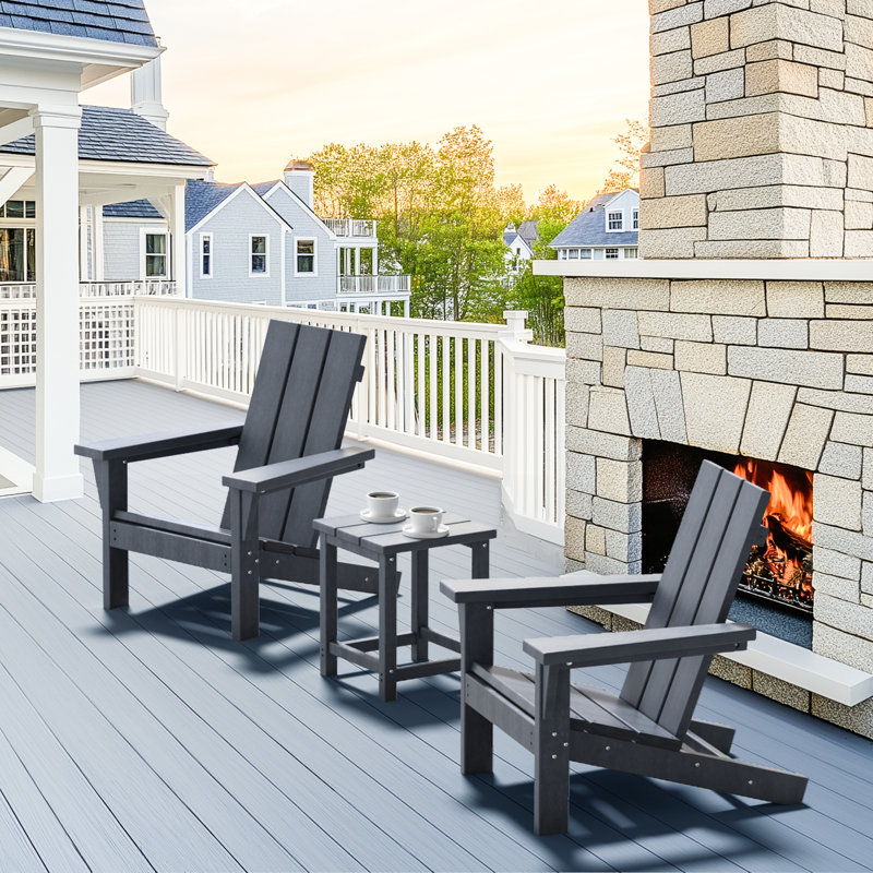 All-Weather HDPE Adirondack Chair Set, Grey
