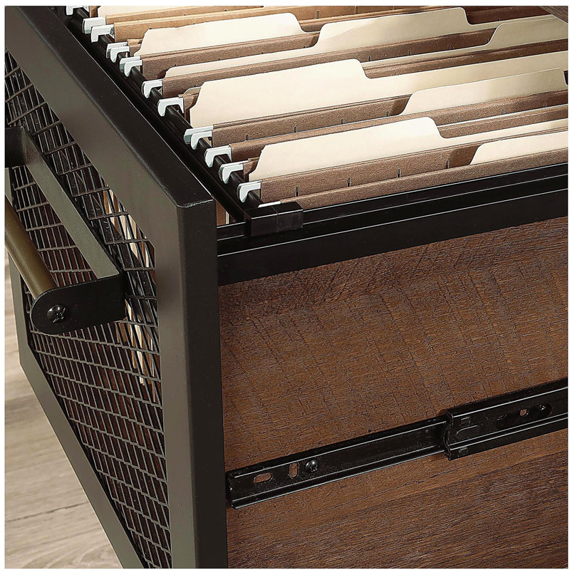 Bureau industriel avec huche, finition brune