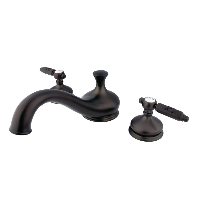Kingston Brass Georgian Two-Handle 3-Hole Deck Mount Roman Tub Faucet, Oil Rubbed Bronze