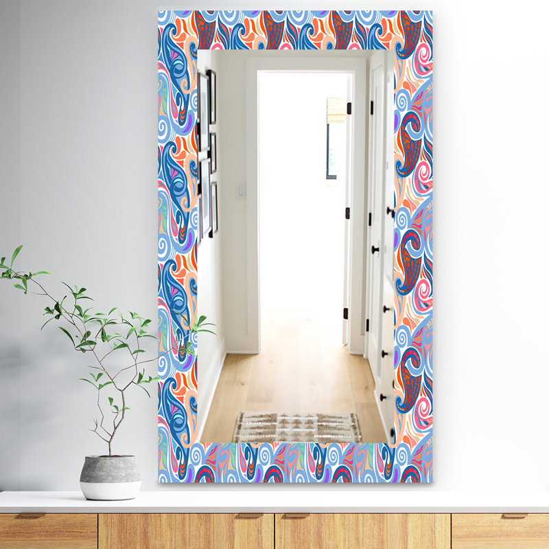 Modern Wall Mirror, 30" H x 48" W, Paisley