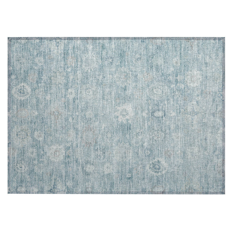 Machine Washable Indoor/Outdoor Xhevrie Blue Rug, Rectangle 1'8" x 2'6"