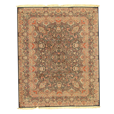 Hand Knotted Wool Area Rug in Navy