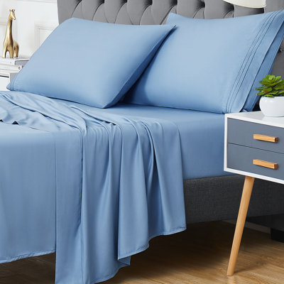 Ensemble de draps en rayonne de bambou, draps froids pour dormeurs chauds, draps ultra doux et respirants avec poche profonde de 16 po, draps 4 pièces et taies d'oreiller