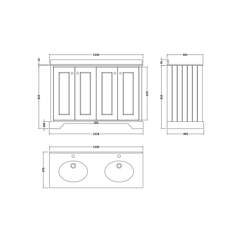 Bayswater 1220 mm Bathroom Vanity, Pointing White, Grey