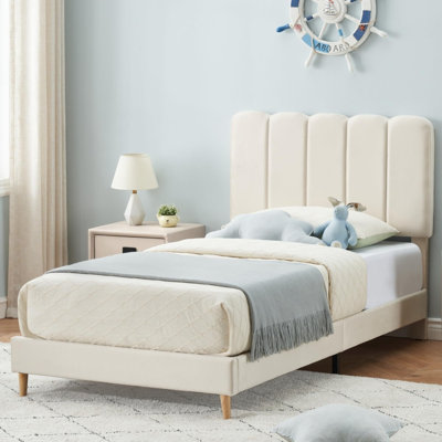 Velvet Upholstered Platform Bed Frame With Headboard by Ebern Designs