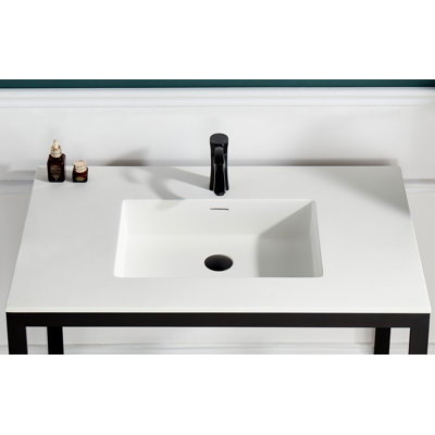 ANZZI Conques Series 48 In. L X 18 In. W Cultured Marble Vanity Top With Basin In White