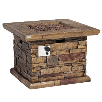 Seeker Square Concrete Propane Fire Pit Table with Hidden Fuel Tank