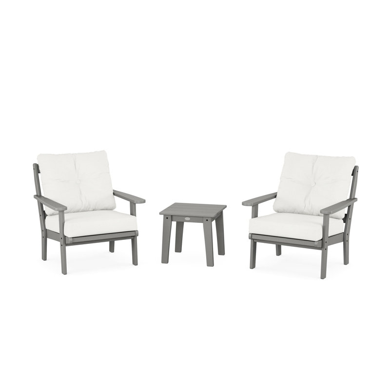 Mission 3-Piece Deep Seating Set, Slate Gray, Natural Linen