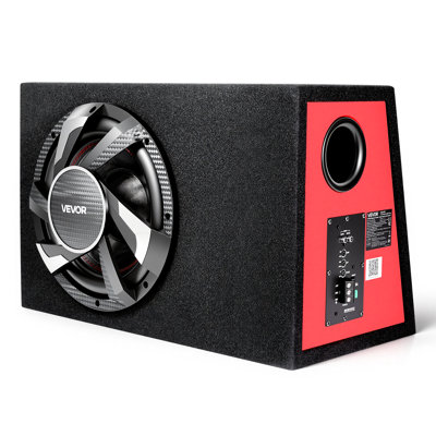Ensemble de caisson de basse pour caisson de basse, 12 po, 245 W RMS, ensemble de caisson de basse audio complet et ampli, avec enceinte chargée, amplificateur intégré et ensemble de câblage, trapézoïde mince, compact pour systèmes audio de voiture