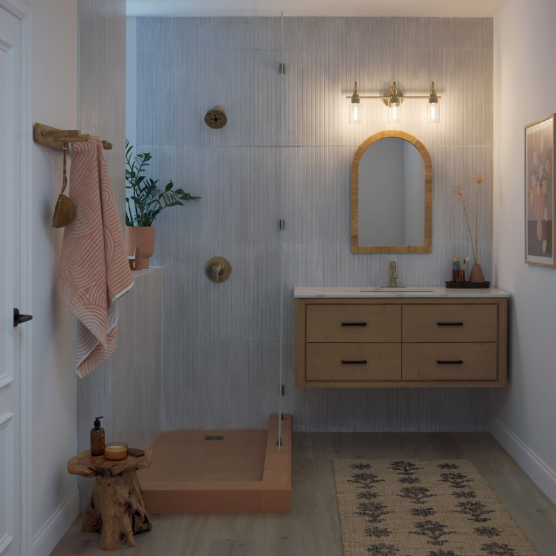 Éclairage pour salle de bain 3 lumières 23 po avec verre transparent 23 po, Bronze
