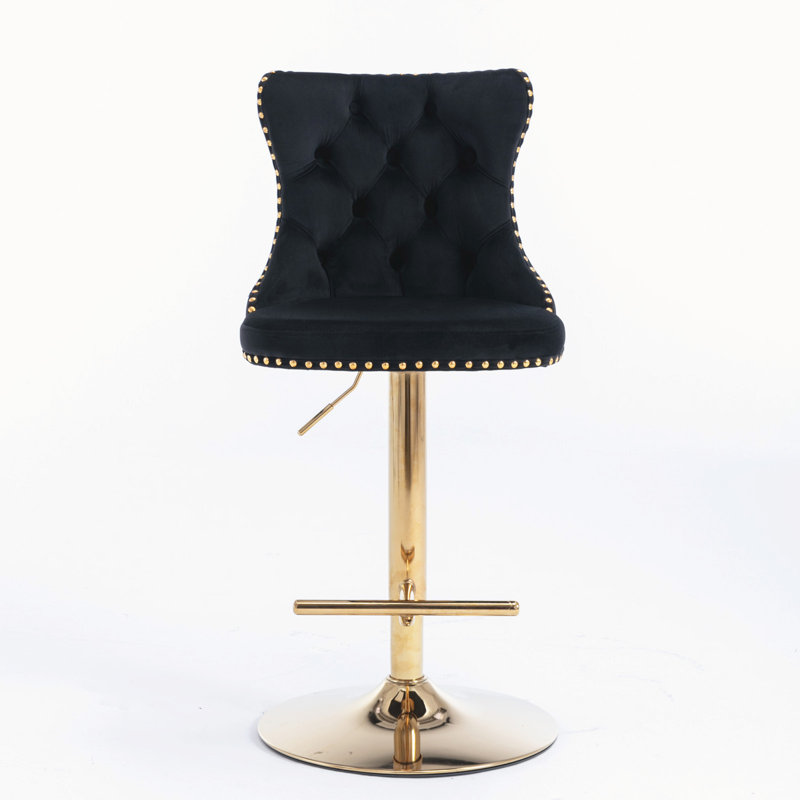 Kennasyn Swivel Upholstered Adjustable Height Counter Stool, Gold/Black
