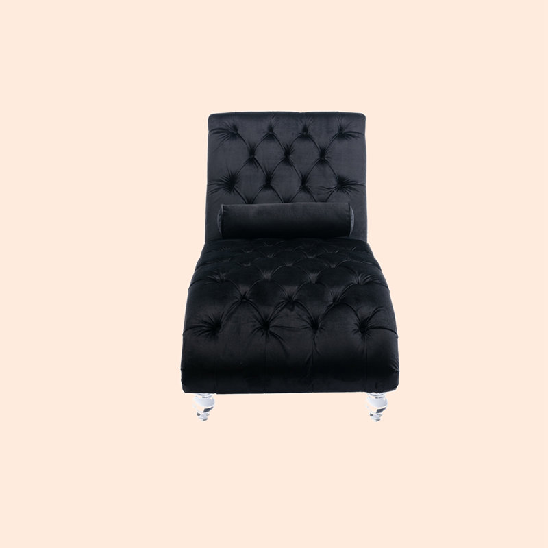 Geniece Outdoor Chaise Lounge, Black Velvet