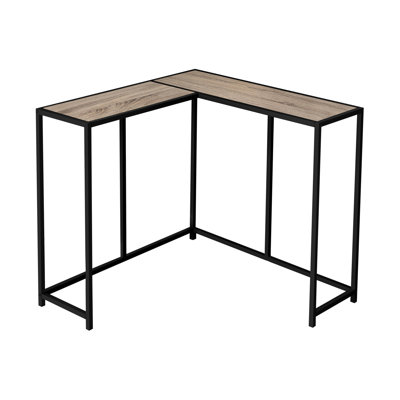 Modern Taupe Laminate Console For Bedroom, Living Room - Narrow Corner Accent With Brown And Robust Black Metal Base Table Design Construction
