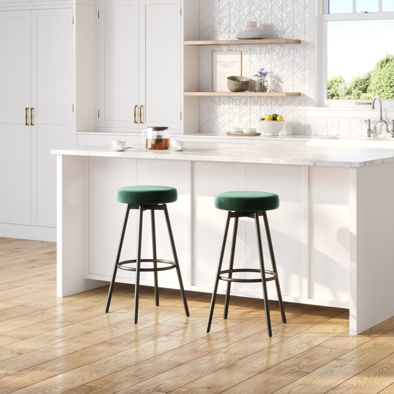 Peregory 29.25" Swivel Bar Stool, Emerald