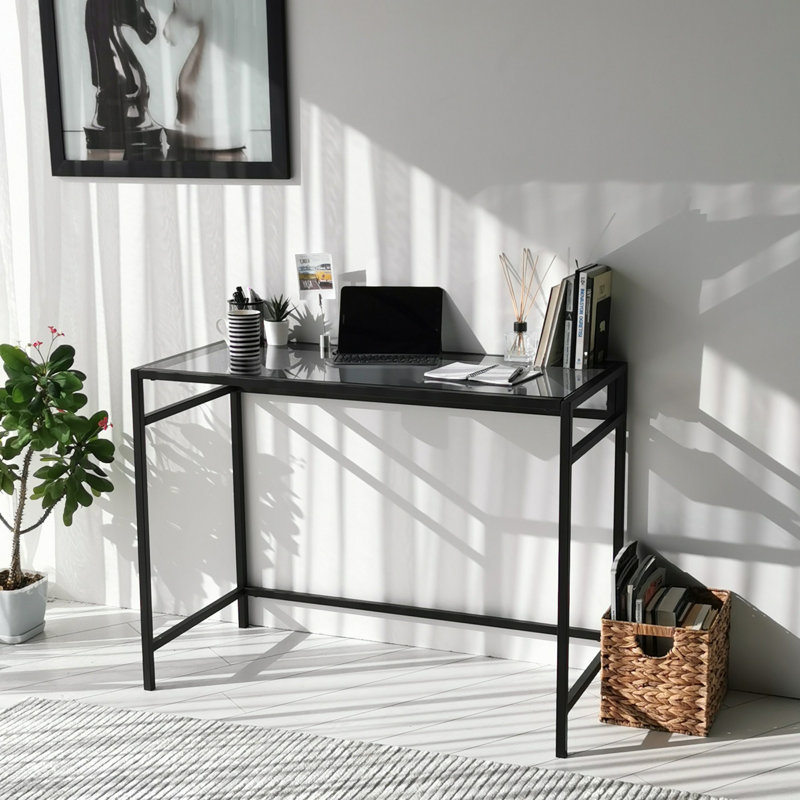 Cypher Glass Steel Writing Desk, Fume