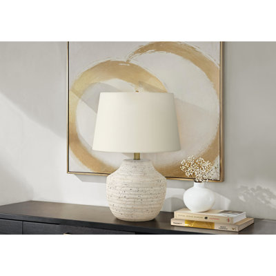 Lighting, 20 po, lampe de table, béton crème, abat-jour ivoire / crème, moderne