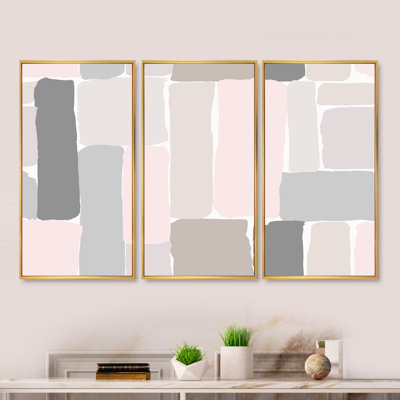 «Pink and Grey Pastel II», reproduction de cadre photo sur toile 3 pièces