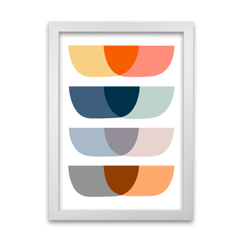 Abstract Mid Century Design Original - Print, 84cm H x 59cm W x 3cm D, White Frame