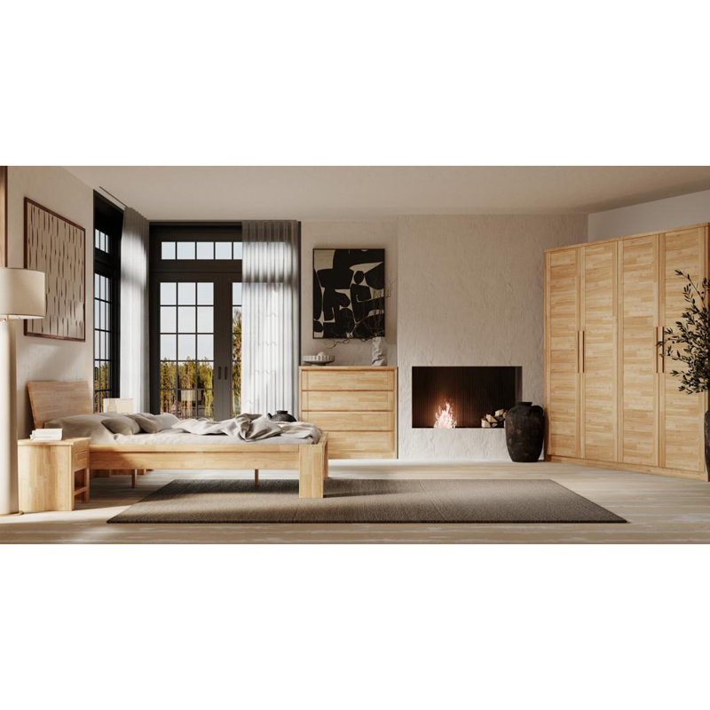 Finleyville 3 Door Solid Wood Wardrobe, Brown