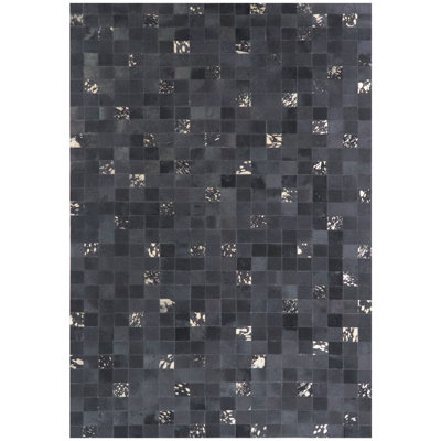 Shakta-Bartlett Flatweave Leather Animal Print Area Rug in Black