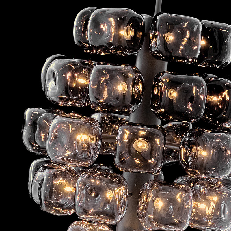 Fredrick Ramond Perriand Small Chandelier, Brushed Graphite, 30" H x 24" W x 24" D