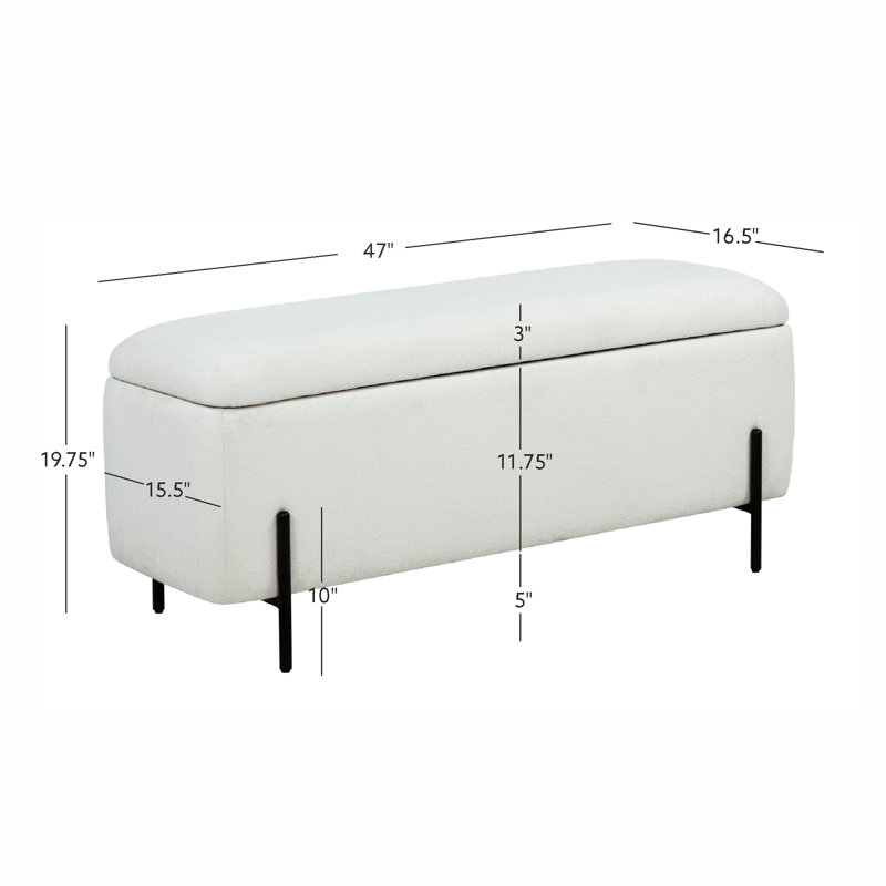 MacLaren Upholstered Storage Bench, Cream
