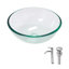 Lavabo de salle de bain vasque en verre trempé pour salle de bain avec robinet chromé et bonde escamotable, transparent