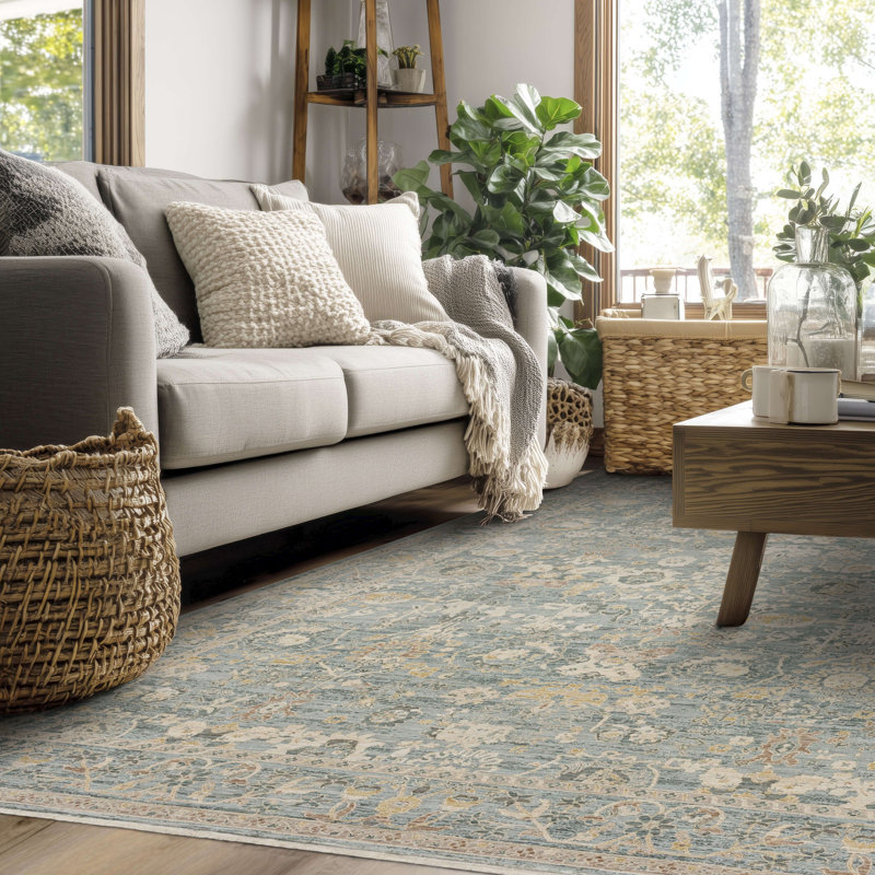 Tapis d'intérieur ornemental tissé à la machine Bedfordshire, 5 pi 3 po x 7 pi 10 po