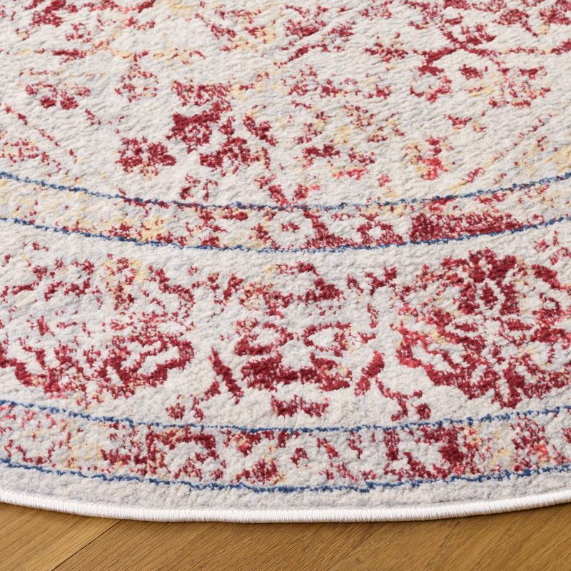 Tapis oriental gris clair / ivoire, Red, Rond 6 pi 7 po