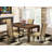 5 Piece Dining Room Furniture Set Includes a Rectangle Rustic Wood Dining Table and 4 Brown Linen Fabric Upholstered Chairs, 36x60 Inch, Jacobean-310976563-310976560