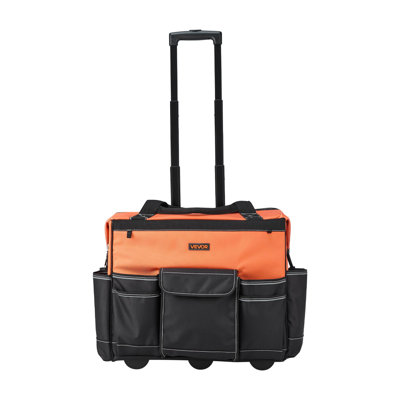 Rolling Tool Bag, 110 Lbs Load Capacity, 27 Pockets Heavy Duty Roller Tool Bag On Wheels, Adjustable Telescoping Handle & Stable Base, Toolbag Organizers With Wheels For Construction, Mechanic