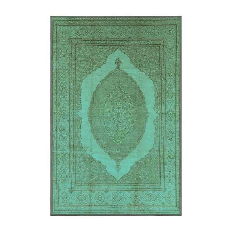 Tapis oriental en laine / polyester tissé à la machine en turquoise / brun / beige, Rectangle 2 pi x 3 pi