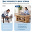 Table basse rectangulaire moderne de 120 cm (47,2 po) avec tablette de rangement ouverte à 2 niveaux, plateau en verre trempé, structure en bois robuste, table centrale de salon-1410655436