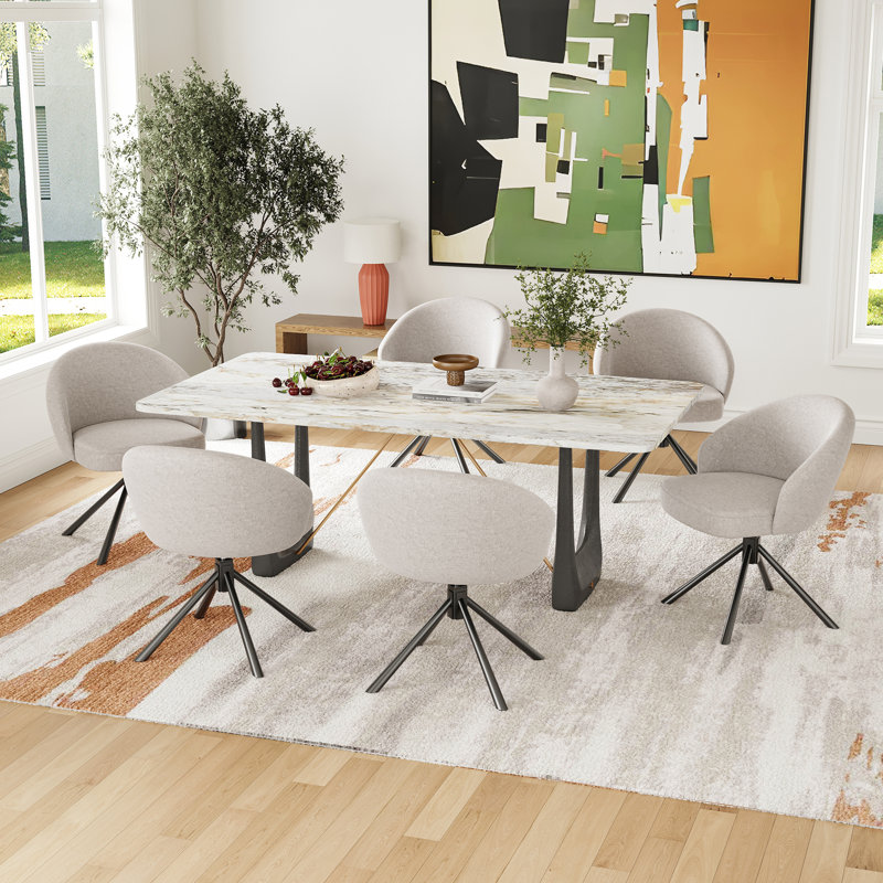 Chaises de salle à manger pivotantes et rembourrées