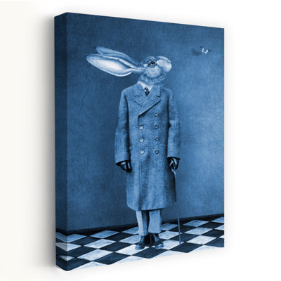 Curious Dapper Hare Vintage Butterfly Rabbit Forest Wall Art Print