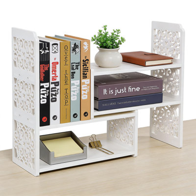 Adjustable Desk Organizer Shelf, Expandable Desktop Bookshelf For Office And Home, Space-Saving Storage Solution For Books, Stationery, Plants And Decor