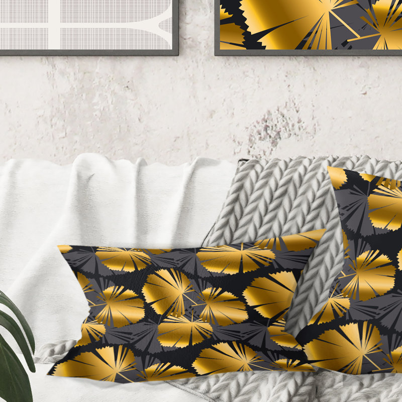 Coussin Golden Palm Leaves III - Mid-Century