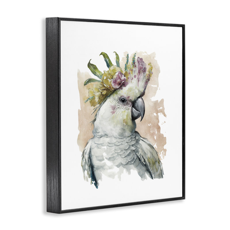  «Cockatiel with Flower», estampe numérique de Svetlana Aleynikova, H 20 po x l 16 po, Giclée encadrée noir minuit