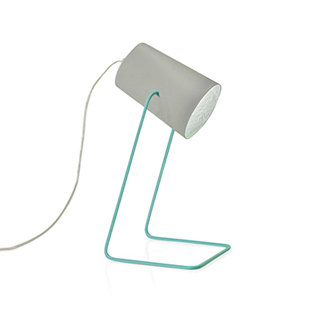 Metal Table Lamp, Grey and turquoise